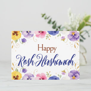 Cartão de Boas Festas de Rosh Hashanah, Flor Silve