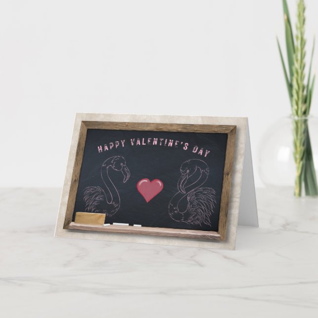 Cartão de Boas Festas de São Valentão Flamingos &  (Frente)