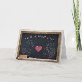 Cartão de Boas Festas de São Valentim de Flamingos