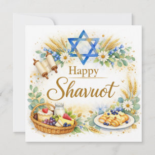 Cartão de Boas Festas de Shavuot Estrela de Davi, 