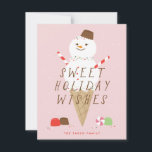 Cartão de Boas Festas de Snowcone - Rosa<br><div class="desc">Este cartão ilustrado adorável apresenta um verdadeiro snowcone junto com doces.</div>