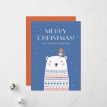 Cartão de Boas Festas de Urso Polar. Índigo