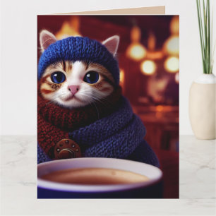 CARTÃO DE BOAS FESTAS DIA DOS PAIS CAFÉ GATO FOFO