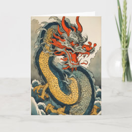 Cartão de Boas Festas do Ano Novo Chinês com Dragã