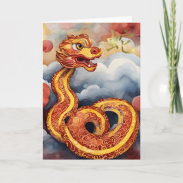 Cartão de Boas Festas do Ano Novo Chinês da Serpen