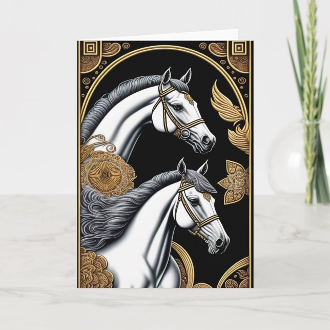 Cartão de Boas Festas do Ano Novo Chinês do Cavalo (Frente)