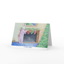 Cartão de Boas Festas do Coelho de Natal Dobrado