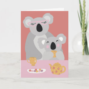 Cartão de Boas Festas do Dia das Mães Chá da Koala
