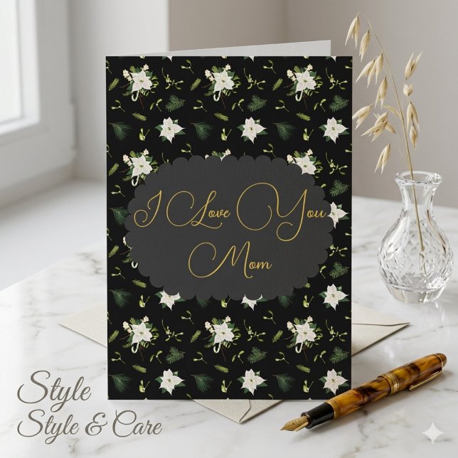 Cartão de Boas Festas do Dia das Mães com Design F (Elegant Mothers Day Greeting Card Floral Design)