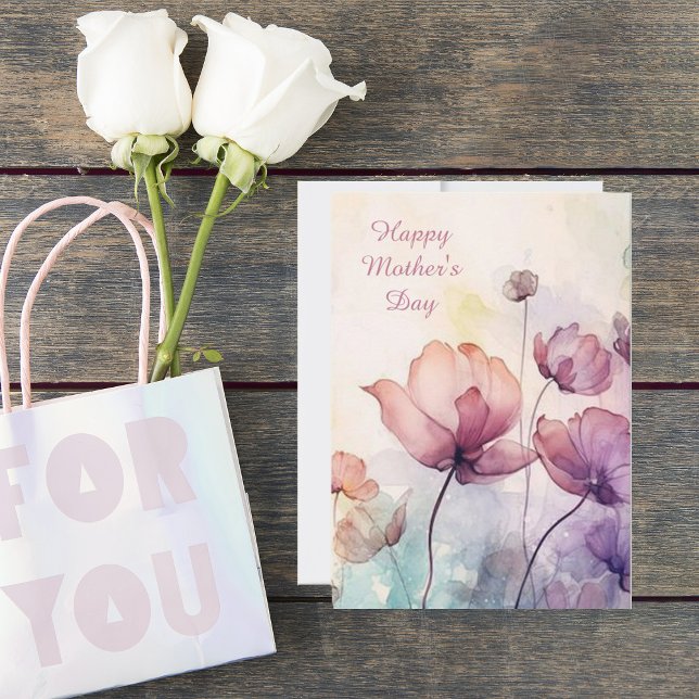 Cartão de Boas Festas do Dia das Mães em Aquarela  (Criador carregado)