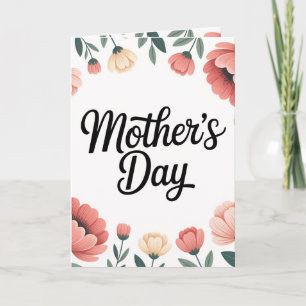 Cartão de Boas Festas do Dia das Mães Floral Mínim