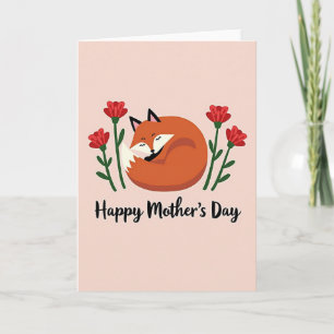 Cartão de Boas Festas do Dia das Mães Fox Floral