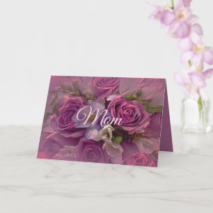 Cartão de Boas Festas do Dia das Mães Rosa e Roxo