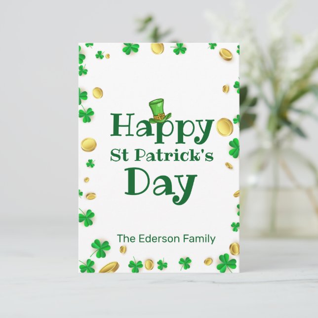Cartão de Boas Festas do Dia de São Patrício Elega (Em pé/Frente)