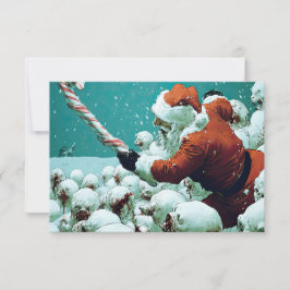 Cartão de Boas Festas do Papai Noel vs Bonecos de 