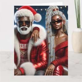 Cartão de Boas Festas do Sr e Sra Papai Noel Dobra
