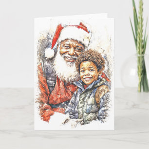 Cartão de Boas Festas Dobrado Afro-Americano