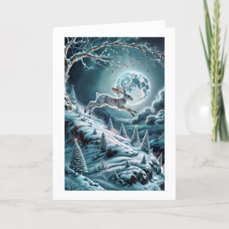 Cartão de Boas Festas Dobrado Cena de Inverno Lebr