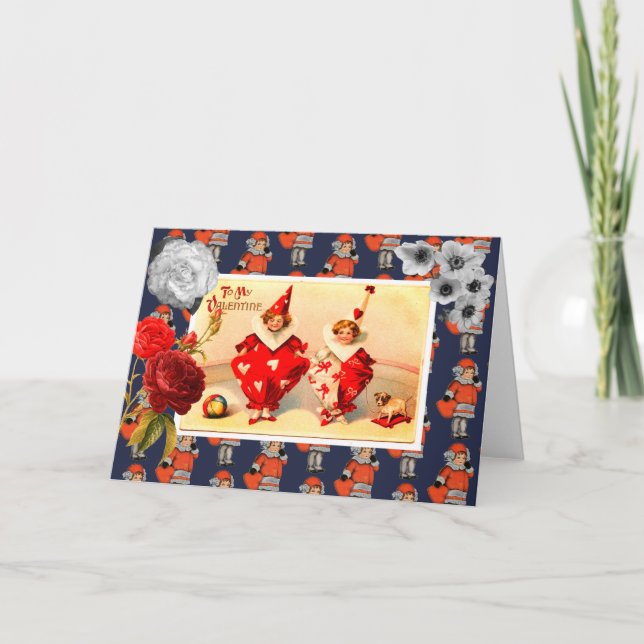 Cartão de Boas Festas Dobrado Retro do Dia dos Nam (Frente)