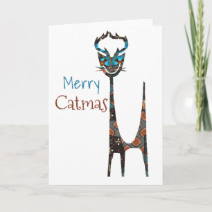 Cartão de Boas Festas Dobrável Merry Catmas