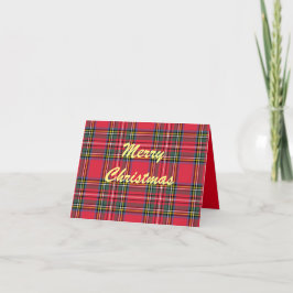 Cartão de Boas Festas Dobre Plaid Vermelho Natal