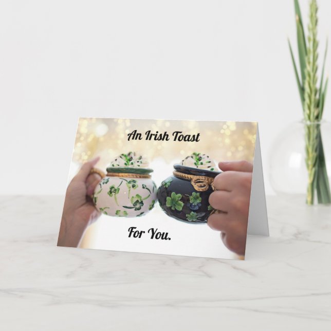 Cartão de Boas Festas Dobre Toaste Irlandês (Frente)