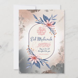 Cartão de Boas Festas Eid Mubarak Floral Elegante