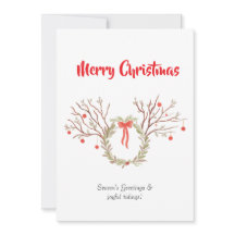 Cartão de Boas Festas Elegante de Natal em Aquarel