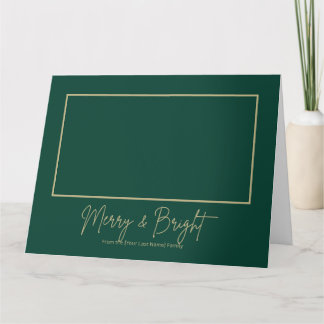 Cartão de Boas Festas Elegante Verde Merry & Brigh