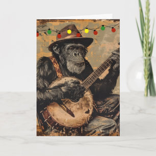 CARTÃO DE BOAS FESTAS ENGRAÇADO DE CHIMPANZÉ