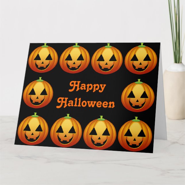 Cartão de Boas Festas Feliz Halloween Abóboras (Frente)