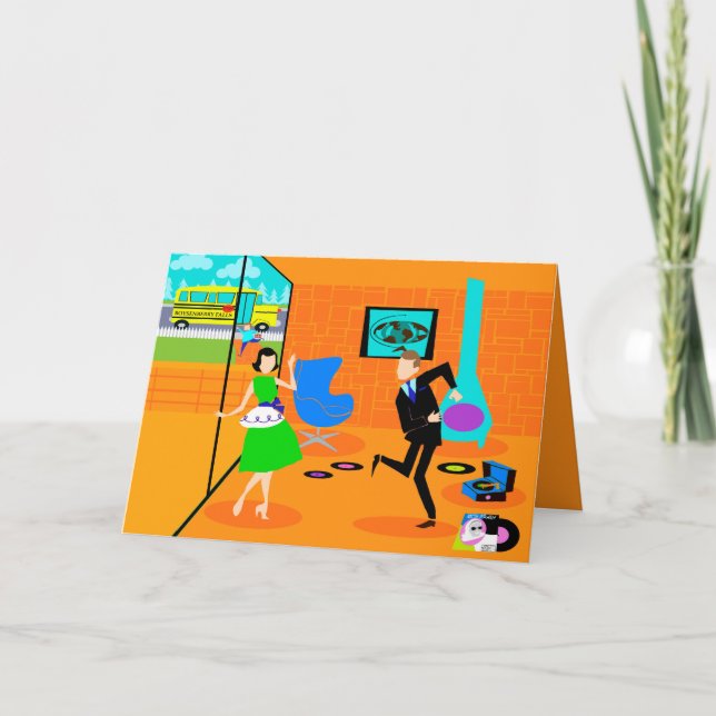 Cartão de Boas Festas Felizes Pais Retrô (Frente)