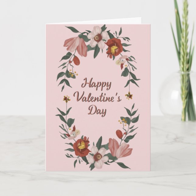 Cartão de Boas Festas Florais do Dia dos Namorados (Frente)