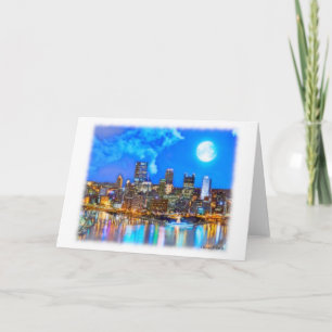 Cartão de Boas Festas Light Up Night em Pittsburgh