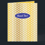 Cartão de Boas Festas 'Mazel Tov' com Estrela Dour<br><div class="desc">Um cartão de boas festas adornado com um clássico padrão da Estrela de Davi em dourado e uma exclamação de alegria nas festas! Personalize o texto com sua própria mensagem.</div>
