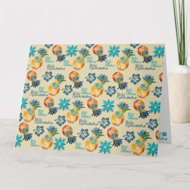 Cartão de Boas Festas Mele Kalikimaka de Abacaxi H (Frente)
