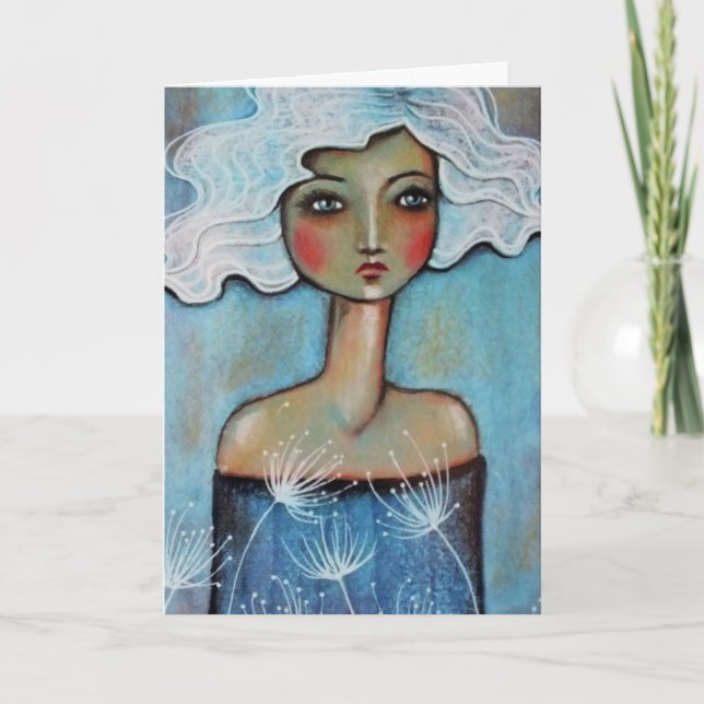 Cartão de Boas Festas - Menina Caprichosa Posando (Frente)