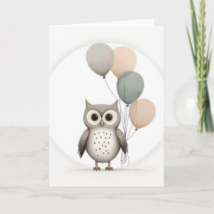 Cartão de Boas Festas Minimalista Boho com Coruja 
