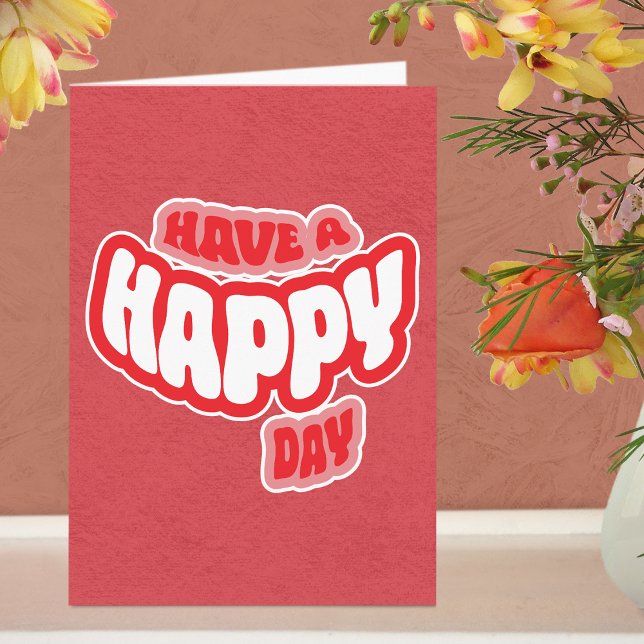 Cartão de Boas Festas Moderno com Texto Feliz Aniv (Greeting Card - Dark Pink)