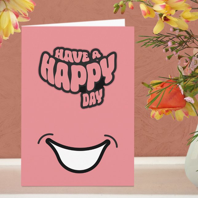 Cartão de Boas Festas Moderno Dobrado com Texto de (Greeting Card - Pink)