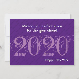 CARTÃO DE BOAS FESTAS MODERNO ROXO Visão ANO NOVO 