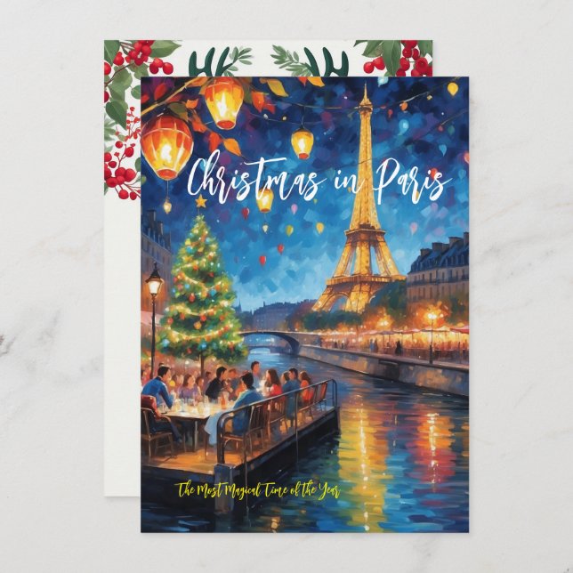 Cartão de Boas Festas "Natal em Paris" (Frente/Verso)