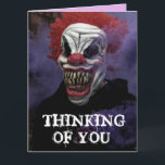 Cartão de Boas Festas: PALHAÇO SINISTRO PENSANDO E<br><div class="desc">Cartão de Aniversário: PALHAÇO SINISTRO PENSANDO EM VOCÊ - CARTÃO GRANDE ENGRAÇADO</div>