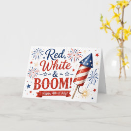 Cartão de Boas Festas Patrióticas Red, White & Boo