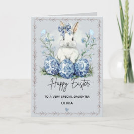 Cartão de Boas Festas Personalizado do Coelho Azul