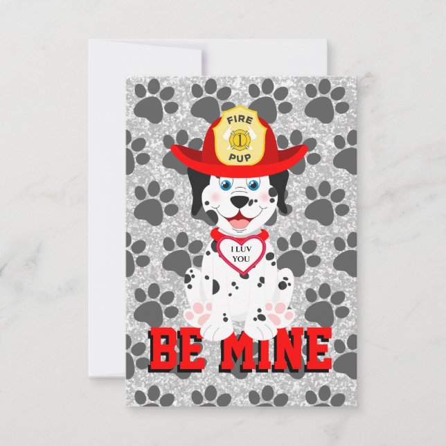Cartão de Boas Festas Plano de 3,5"x5" Be Mine Pup (Frente)