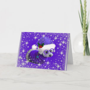 Cartão de Boas Festas Retrato de Poodle de Natal