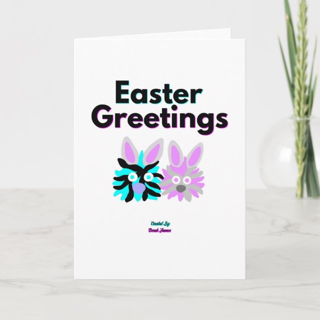 Cartão de Boas Festas Vertical Padrão Bunny Fuzzie (Frente)