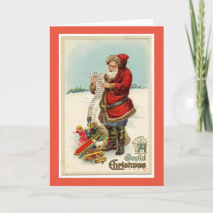 Cartão de Boas Festas VINTAGE SANTA COM SACO DE BR
