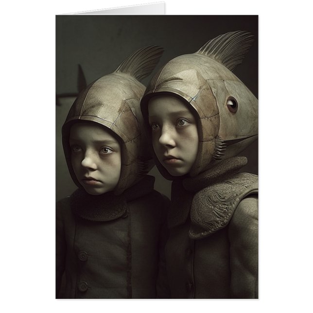 Cartão de Boas Festas Weird Fish Twins (Frente)